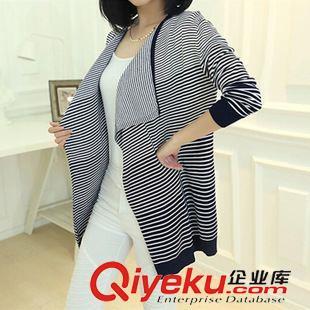 2015秋季韓版寬松條紋中長款針織開衫 時尚與舒適的完美結合